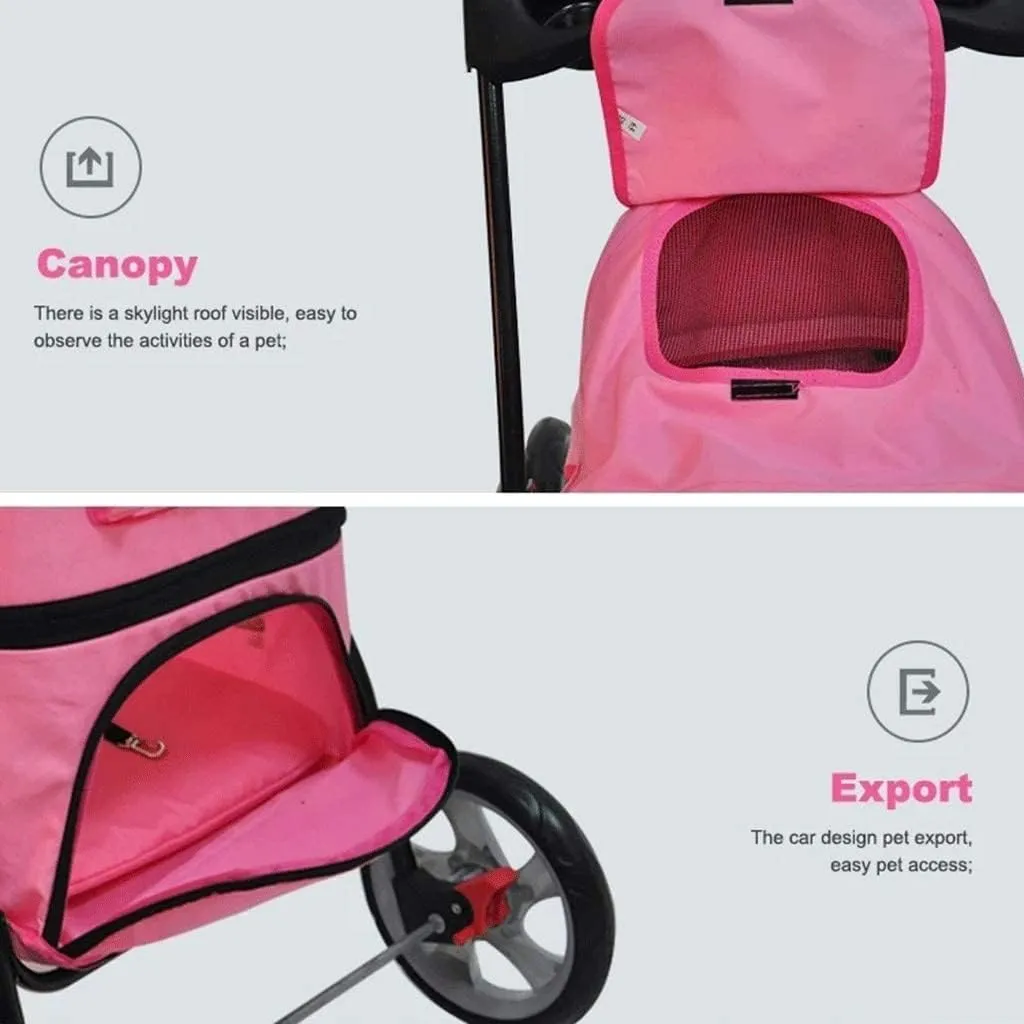 Double Dog Stroller Removable Pet Travel Stroller Foldable at Dog Pushchair Trolley Front Swivel Wheels and Rear Brake Maximum Weight 15Kg Pet Travel Stroller (C)