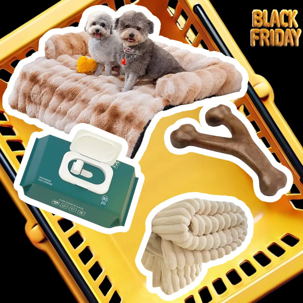 Fluffy Fuzzy Calming Dog Bed Sofa Protector Home Bundle 4pcs