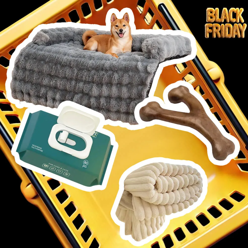 Fluffy Fuzzy Calming Dog Bed Sofa Protector Home Bundle 4pcs
