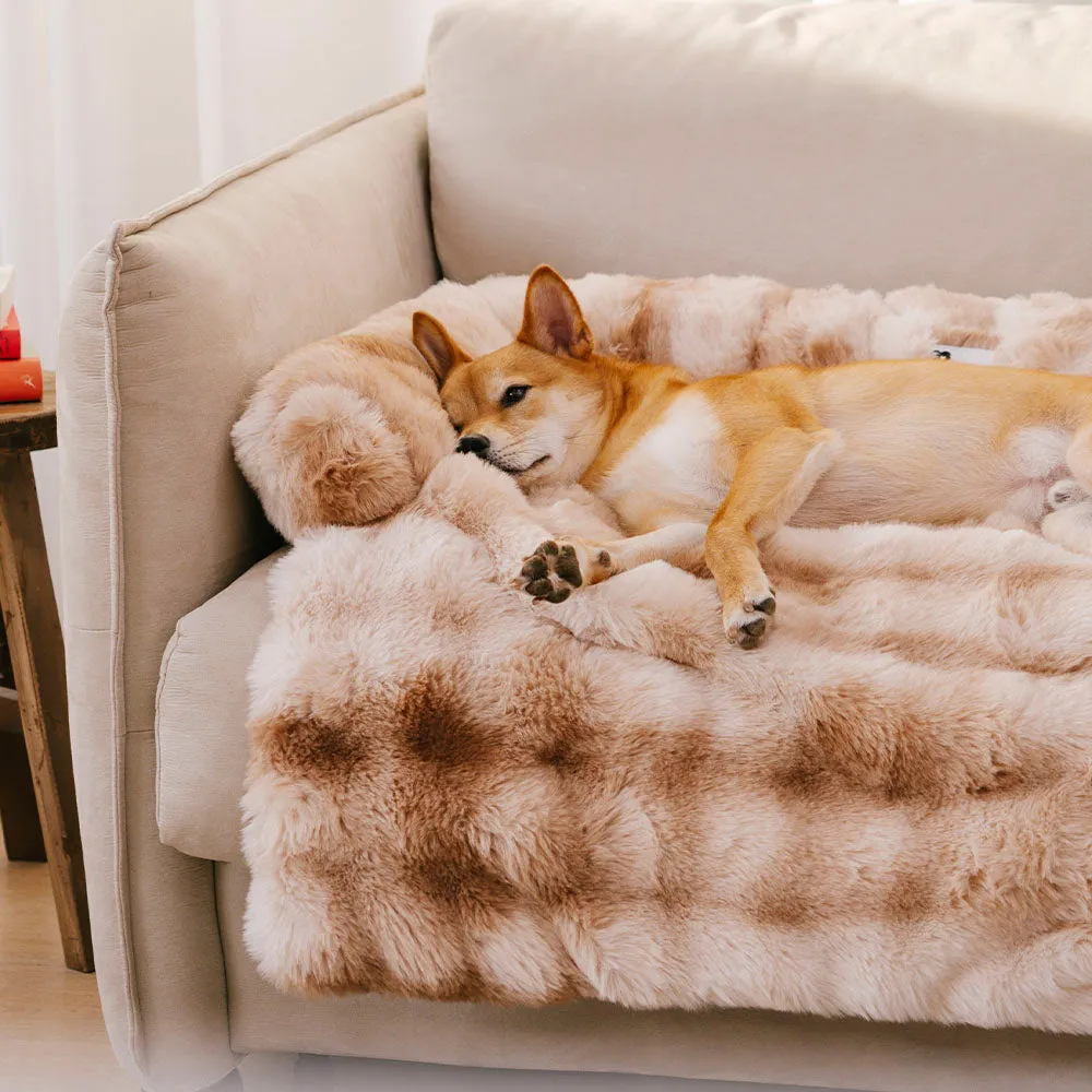 Fluffy Fuzzy Calming Dog Bed Sofa Protector Home Bundle 4pcs