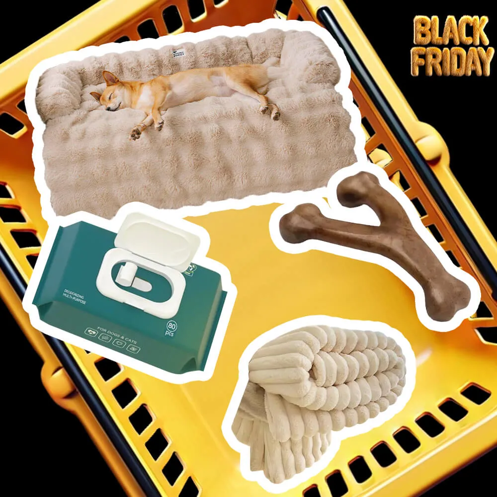 Fluffy Fuzzy Calming Dog Bed Sofa Protector Home Bundle 4pcs