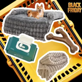Fluffy Fuzzy Calming Dog Bed Sofa Protector Home Bundle 4pcs