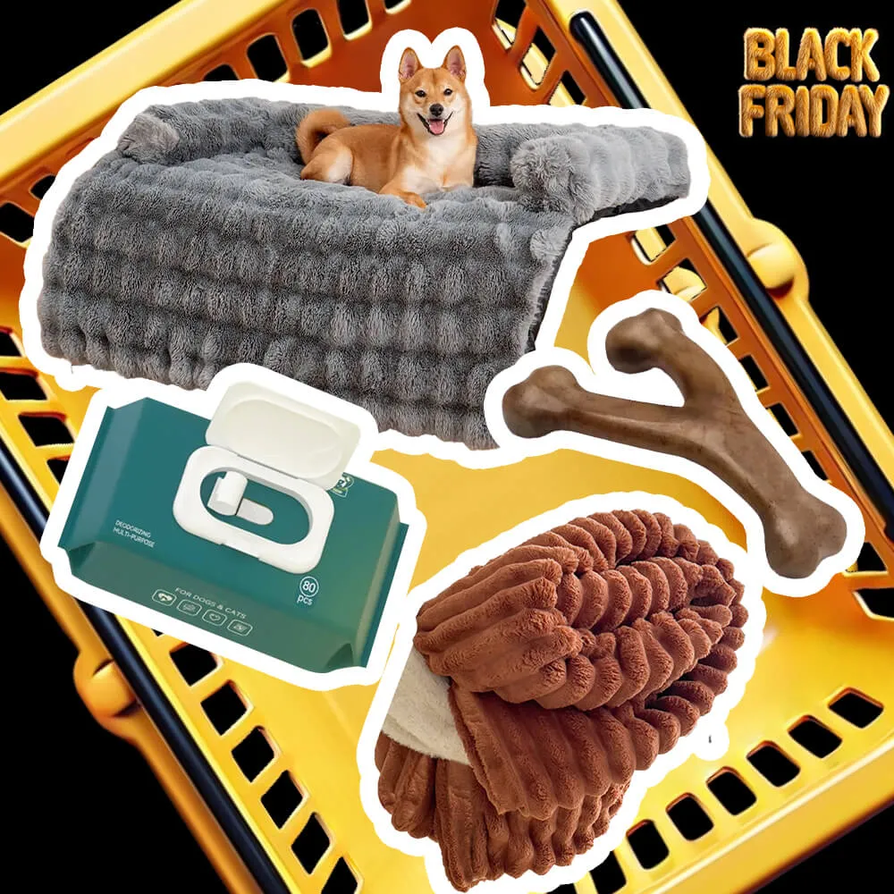 Fluffy Fuzzy Calming Dog Bed Sofa Protector Home Bundle 4pcs