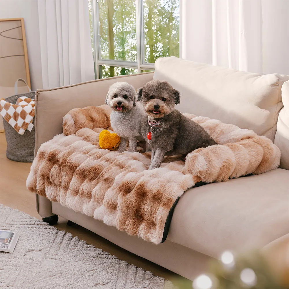 Fluffy Fuzzy Calming Dog Bed Sofa Protector Home Bundle 4pcs