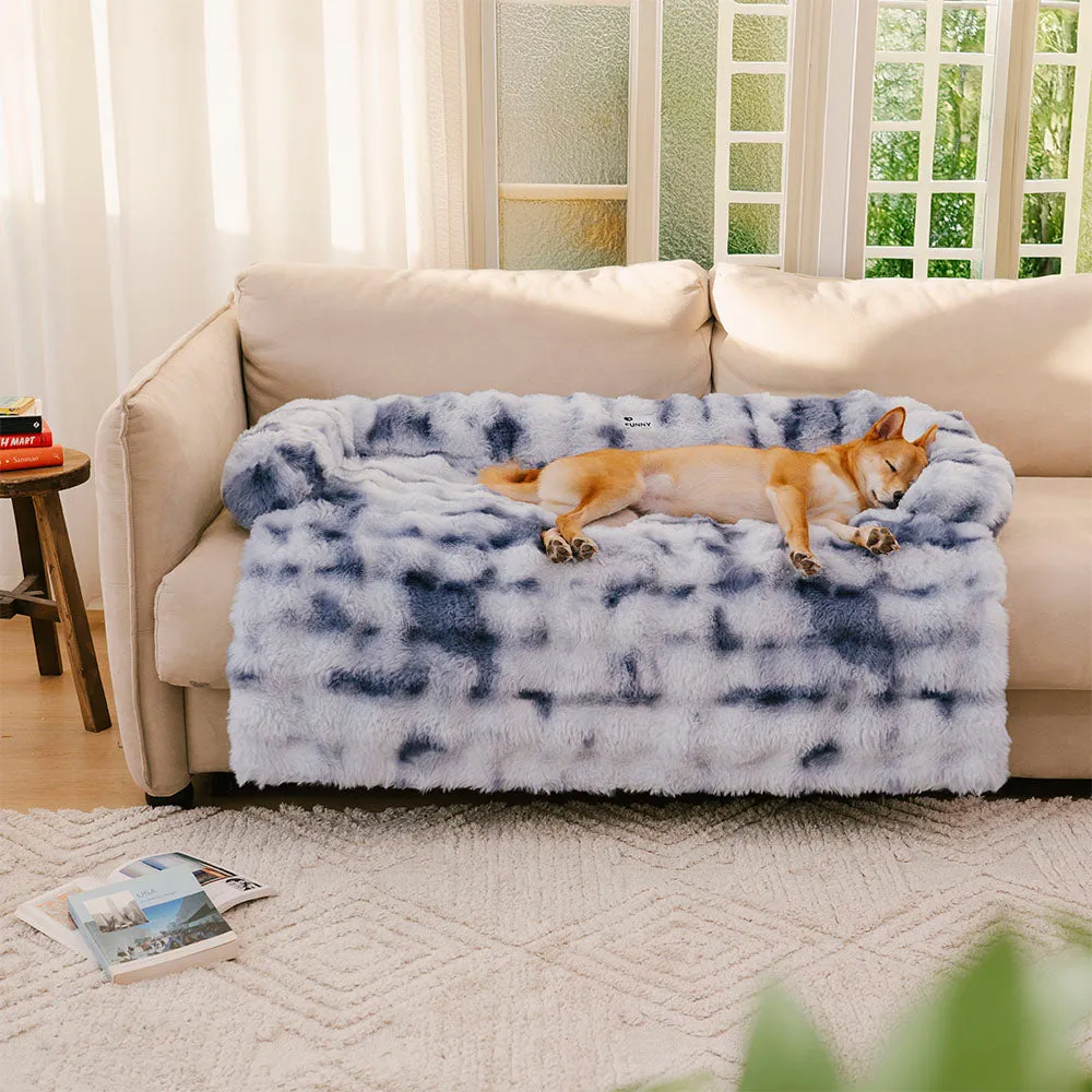 Fluffy Fuzzy Calming Dog Bed Sofa Protector Home Bundle 4pcs