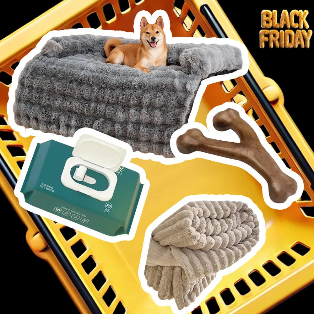 Fluffy Fuzzy Calming Dog Bed Sofa Protector Home Bundle 4pcs