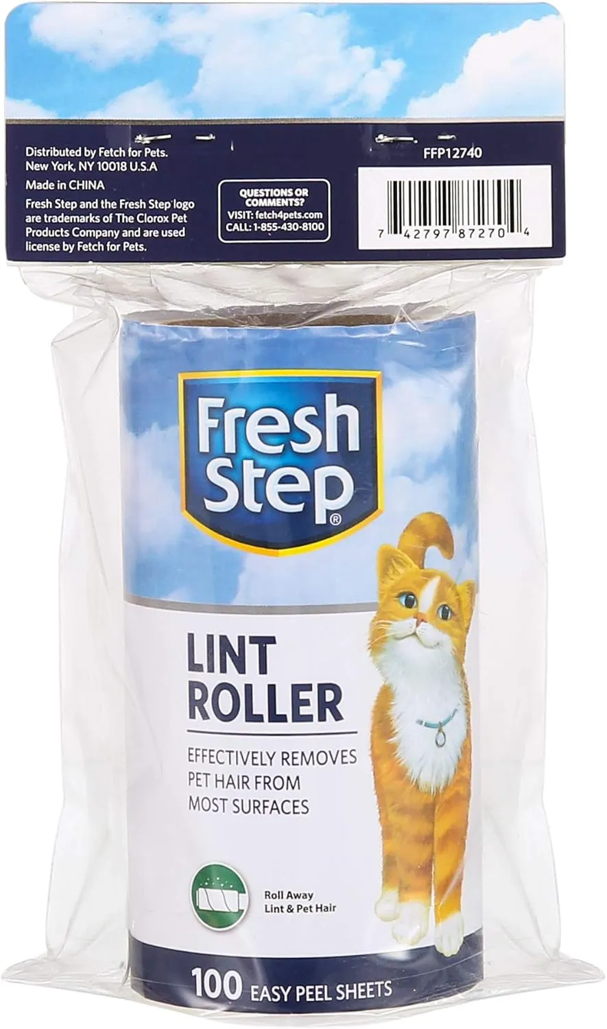 Fresh Step for Pets Roll N' Refresh Lint Rollers for Pet Hair- 1 Roll/100 Sheets for Reusable Lint Rollers for Pet Hair| Extra Sticky Lint Roller Sheets for Pet Hair