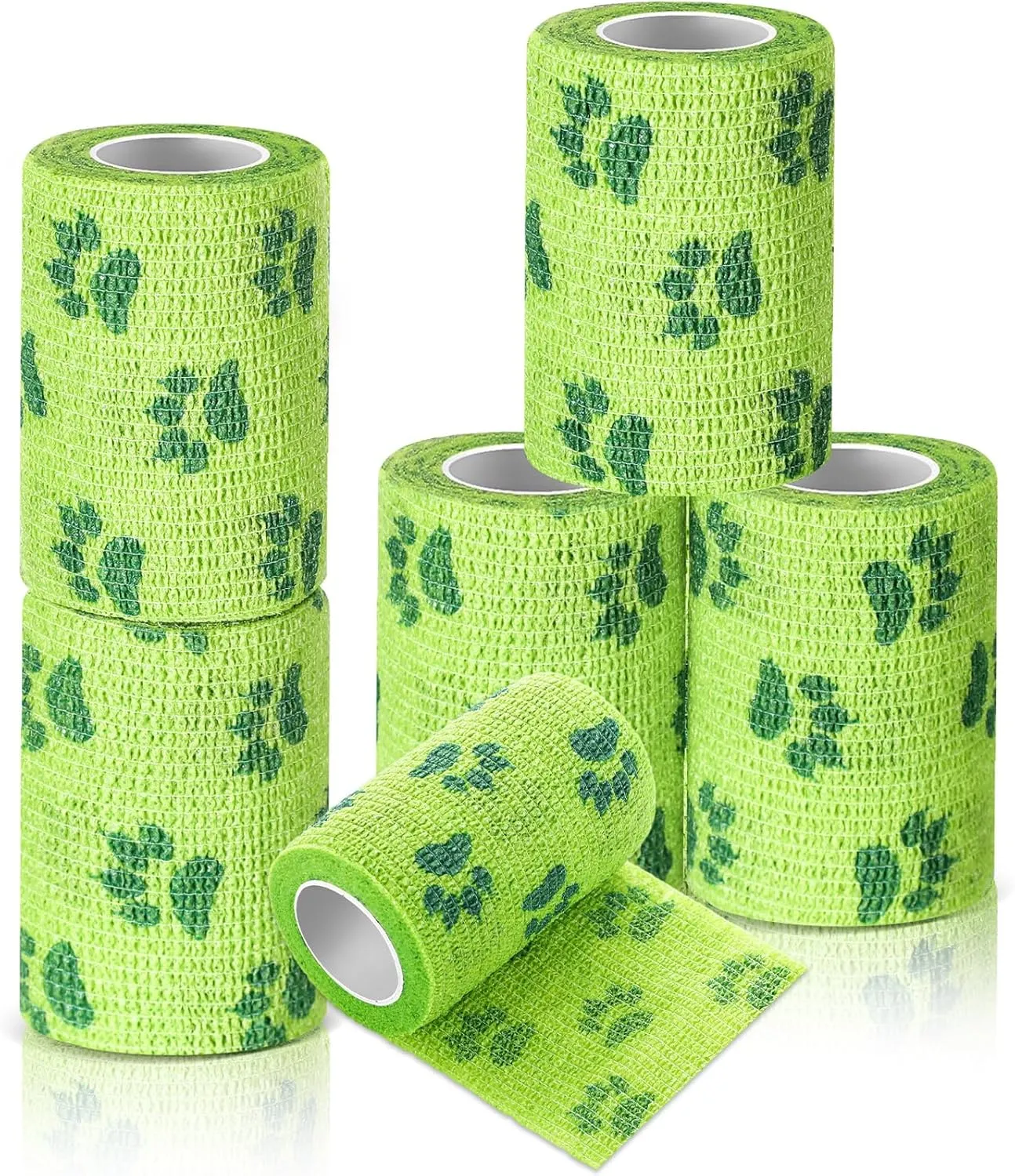Geiserailie 6 Rolls No Chew Bandage for Dogs Self Adhesive Non-Woven Bitter Bandage Wrap for Dogs' Legs Paws Wounds Cats Animal, Green(3 Inches X 5 yd)