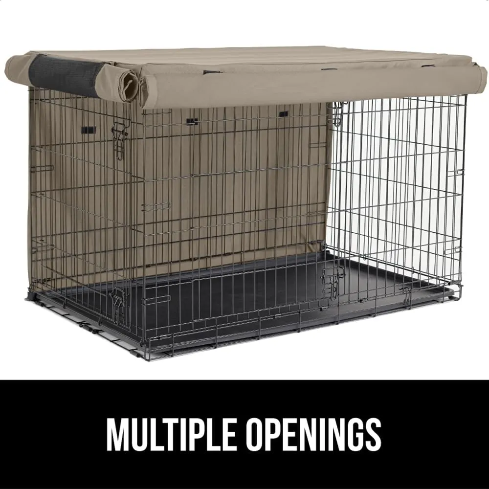 GORILLA GRIP Dog Crate Covers Compatible with Amazon Basics Dog Crates, All Sides Open, Privacy Cover Fits 42" Wire Kennel, Breathable Mesh Windows, Light Reducing Puppy Training Cage Topper, Taupe