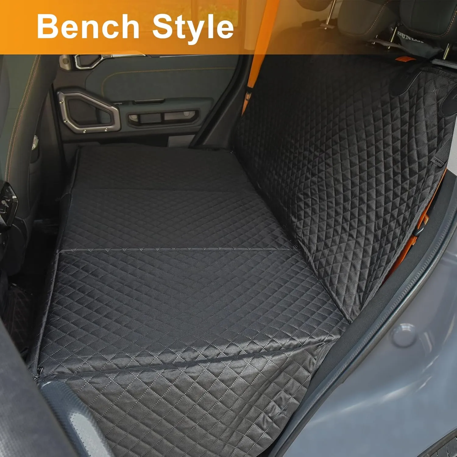 Honest Back Seat Extender for Dogs - Dog Car Hammock with Hard Bottom, 400lbs Capacity, Waterproof, Standard, Black