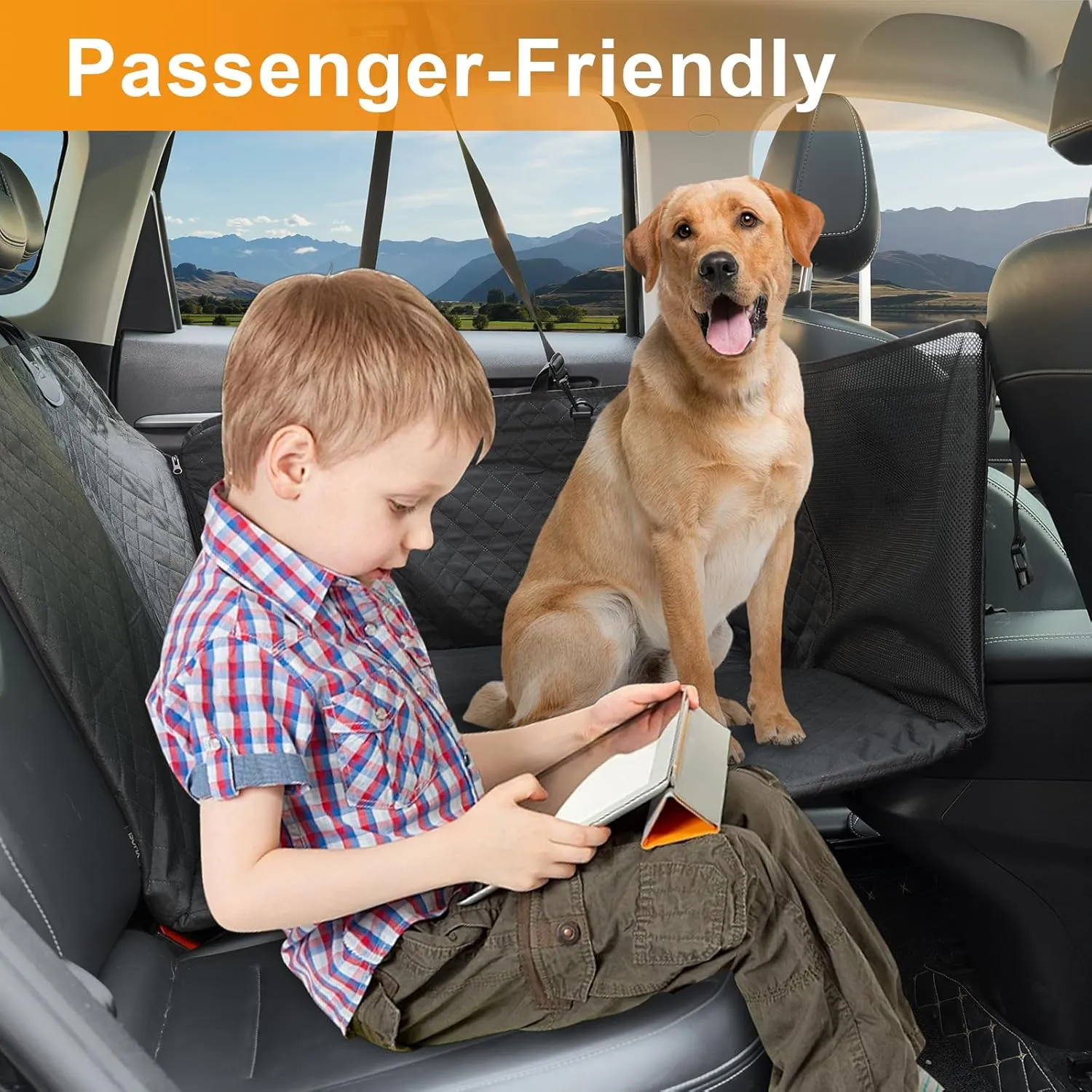 Honest Back Seat Extender for Dogs - Dog Car Hammock with Hard Bottom, 400lbs Capacity, Waterproof, Standard, Black