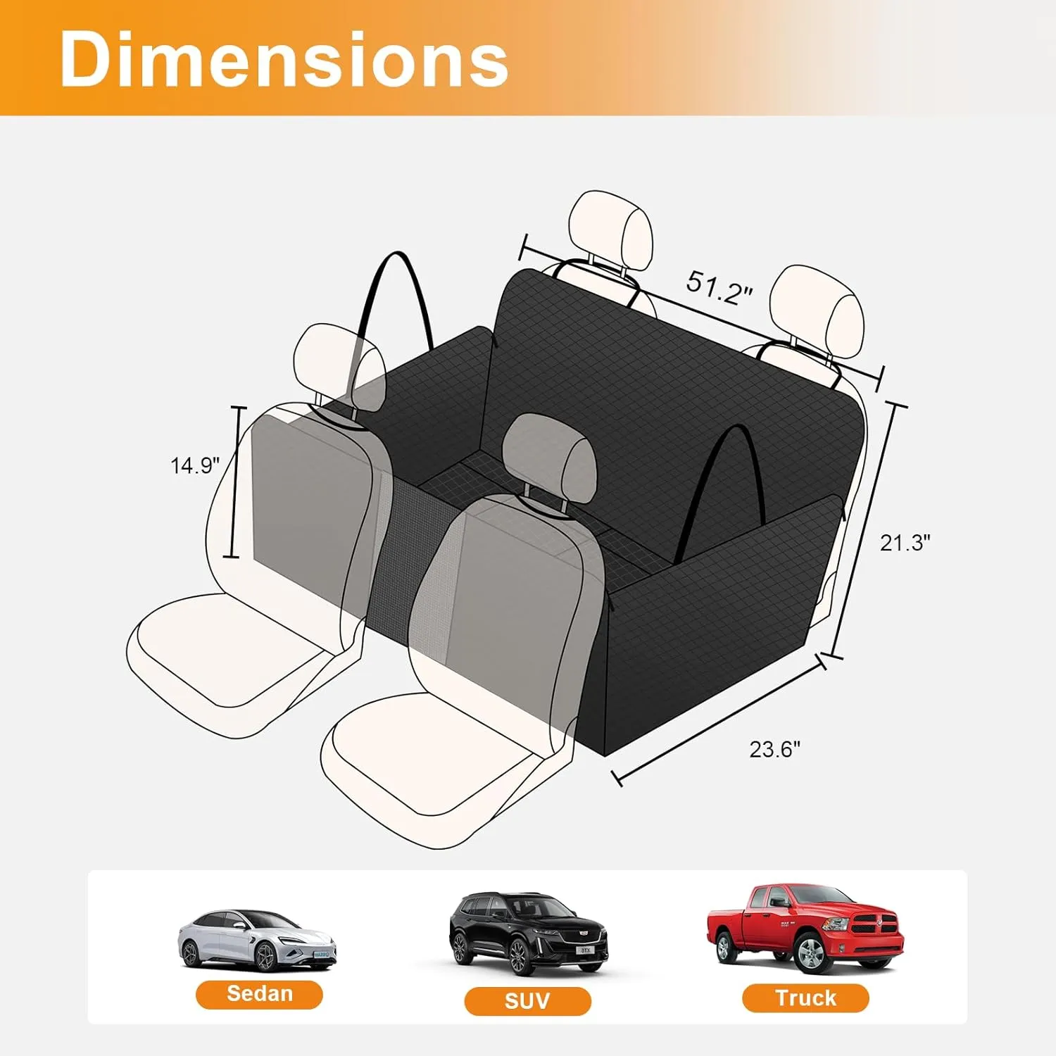 Honest Back Seat Extender for Dogs - Dog Car Hammock with Hard Bottom, 400lbs Capacity, Waterproof, Standard, Black