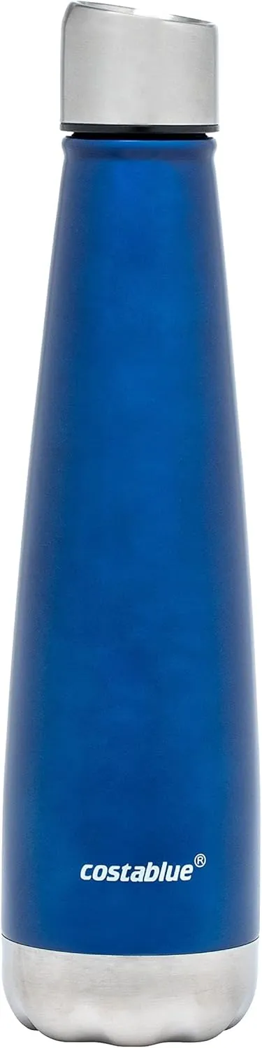 Insulated Water Bottle - On-The-Go Refillable Stainless Steel Water Bottles For Adults, Reusable Thermos Travel Tumbler With Leak-proof Lid For Hot & Cold Beverages (17Oz. Blue)