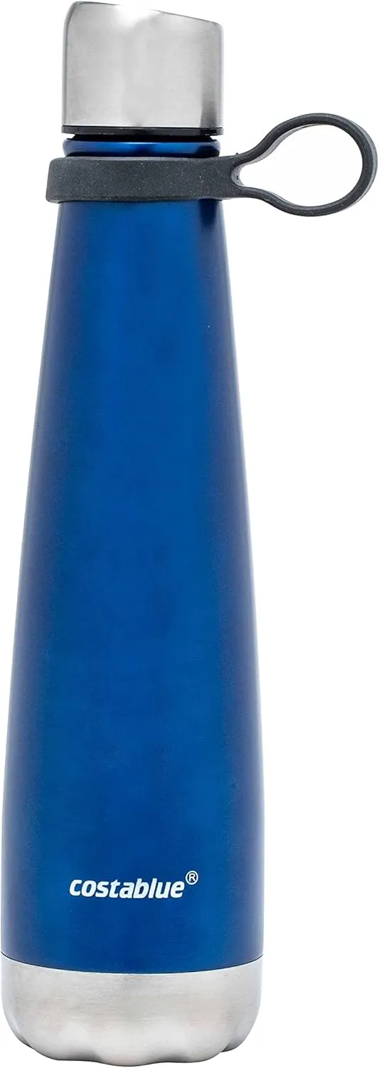 Insulated Water Bottle - On-The-Go Refillable Stainless Steel Water Bottles For Adults, Reusable Thermos Travel Tumbler With Leak-proof Lid For Hot & Cold Beverages (17Oz. Blue)
