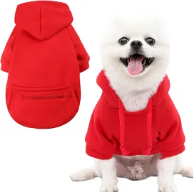 Jecikelon Pet Dog Cold Weather Coat with Pocket Winter Dog Hoodie Warm Puppy Clothes for Small Dogs Chihuahua Clothing (X-Small, Y02-Red)
