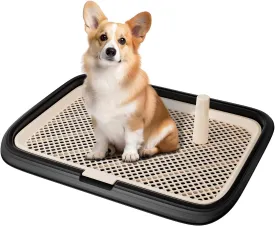 Large 23.6"x17.7" Dog Potty Tray, Indoor Pet Pee Pad Holder with Mesh Floor,Bathroom Dog Litter Box, Pet Toilet (Black)
