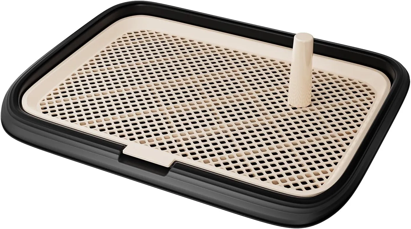 Large 23.6"x17.7" Dog Potty Tray, Indoor Pet Pee Pad Holder with Mesh Floor,Bathroom Dog Litter Box, Pet Toilet (Black)