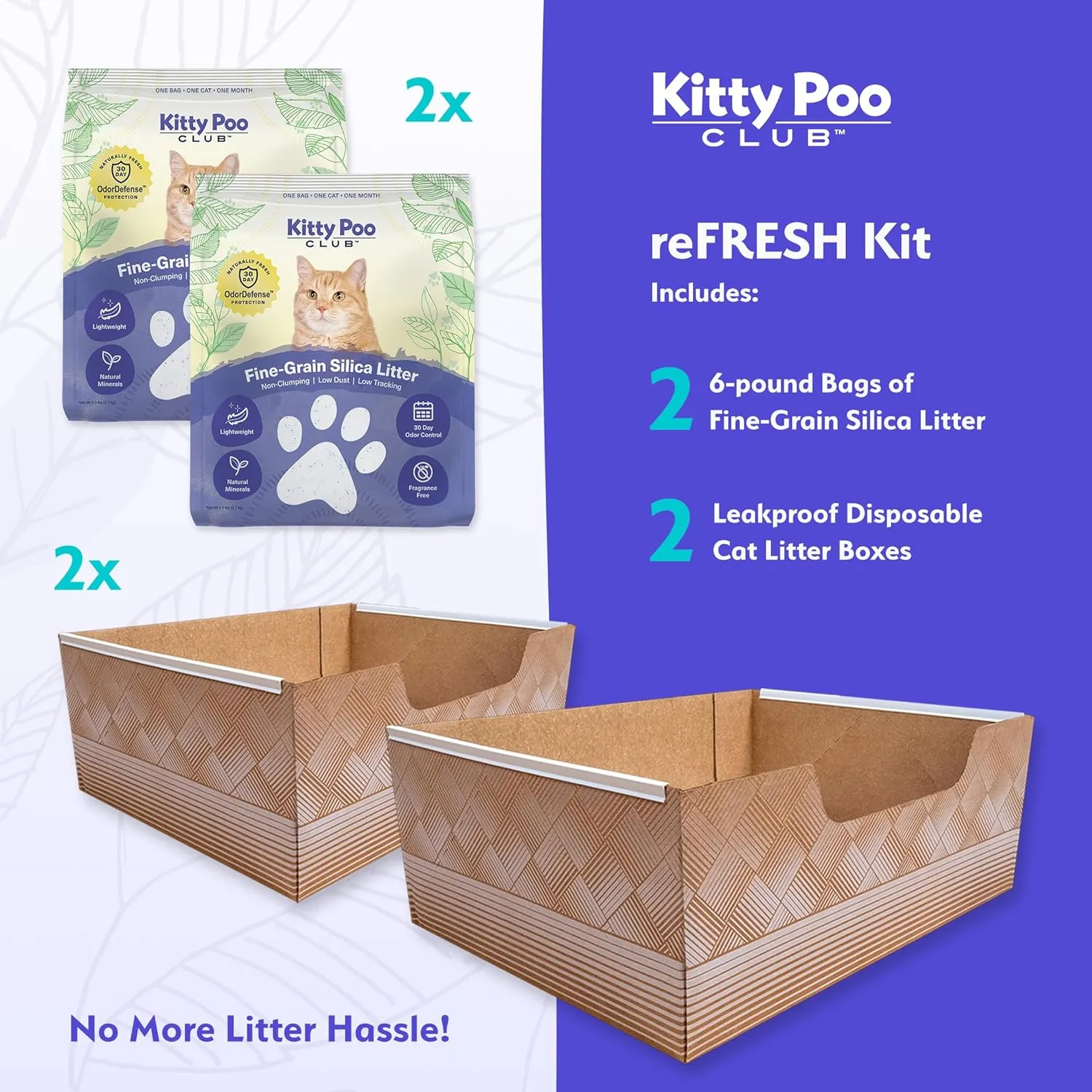 Leakproof Disposable 2-Pack Cat Litter Box with 2 Bags of 6 lbs Litters | Superior Odor Control & Recyclable Design | Perfect for Travel, Multi-Cat Homes & Daily Use  Kitty Poo Club