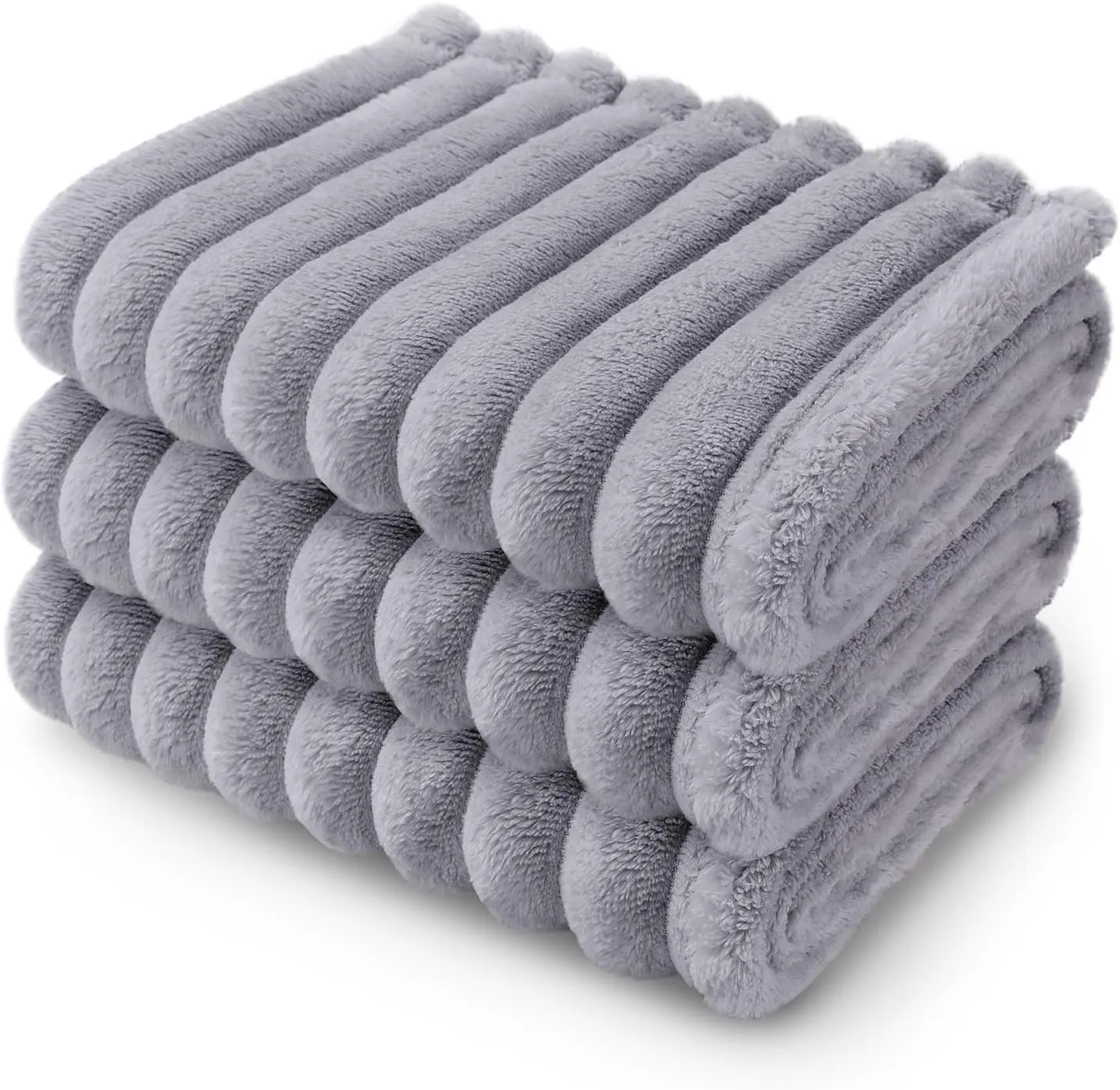 LINENLUX 1 Pack 3 Soft Dog Blanket Washable Warm Fleece Cat Blankets for Pet Puppy Fluffy Calming Flannel Grey Small
