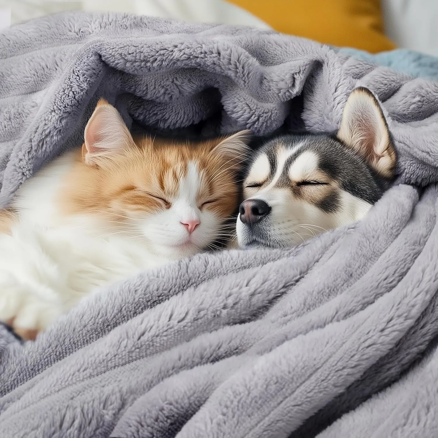 LINENLUX 1 Pack 3 Soft Dog Blanket Washable Warm Fleece Cat Blankets for Pet Puppy Fluffy Calming Flannel Grey Small