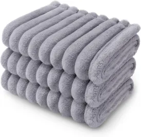 LINENLUX 1 Pack 3 Soft Dog Blanket Washable Warm Fleece Cat Blankets for Pet Puppy Fluffy Calming Flannel Grey Small