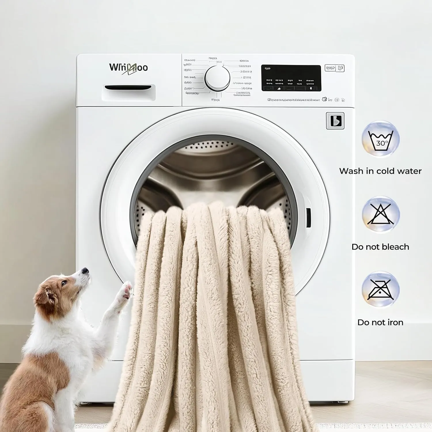 LINENLUX 1 Pack 3 Soft Fleece Dog Blanket for Pet Washable Warm Cat Puppy Fluffy Calming Flannel Beige Small