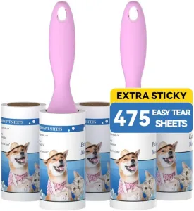 Lint Removers,Lint Rollers for Pet Hair Extra Sticky,475 Sheets Total,Dog and Cat Lint Remover for Clothes, Furniture, Carpet