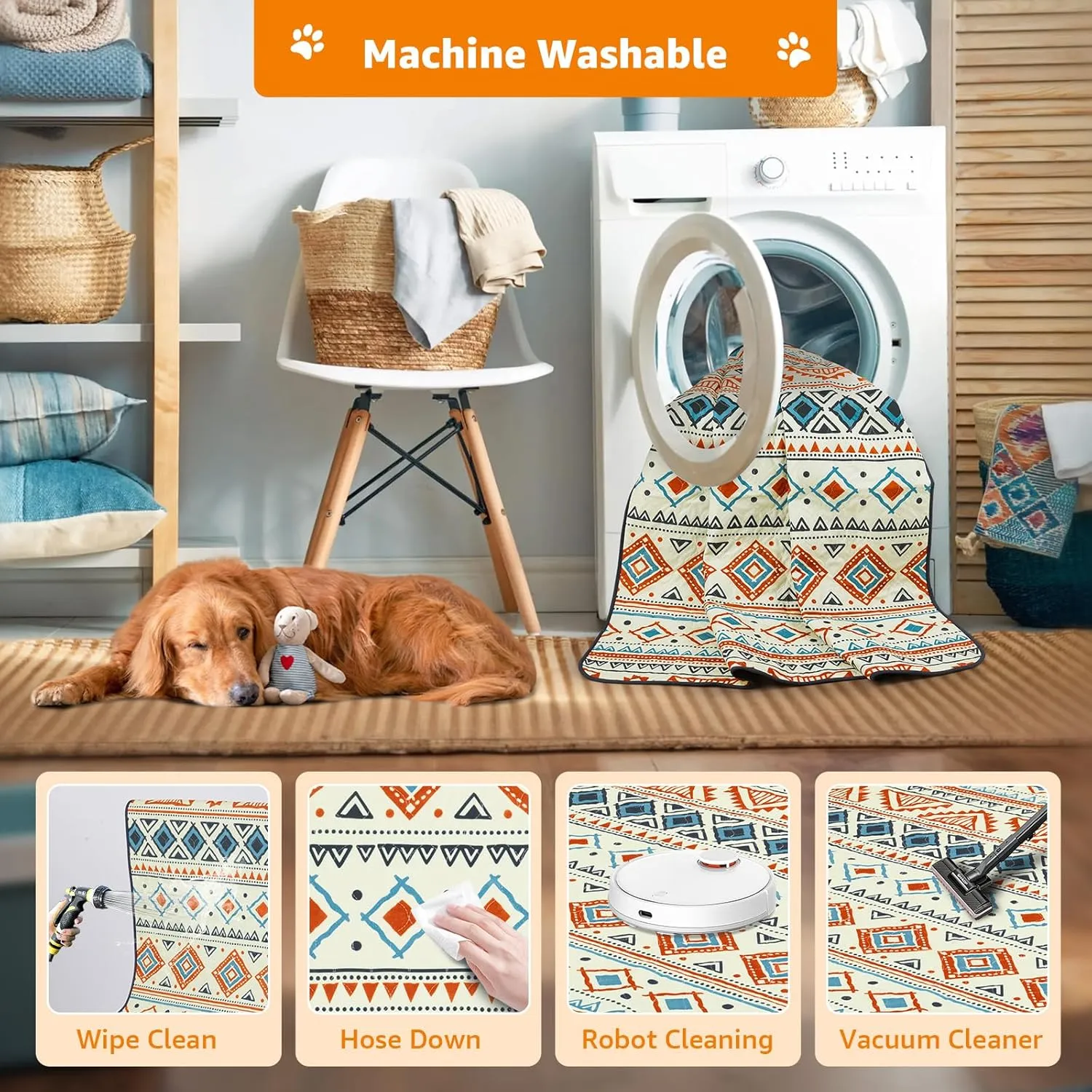 LOOBANI Washable Pee Pads for Dogs: 2 Pack Reusable Puppy Pads Waterproof 18"x24", Super Absorbent Whelping Pad, Leak-Proof & Non-Slip Dog Training Pads for Floor, Playpen, Crate, Couch, Bed (Beige)