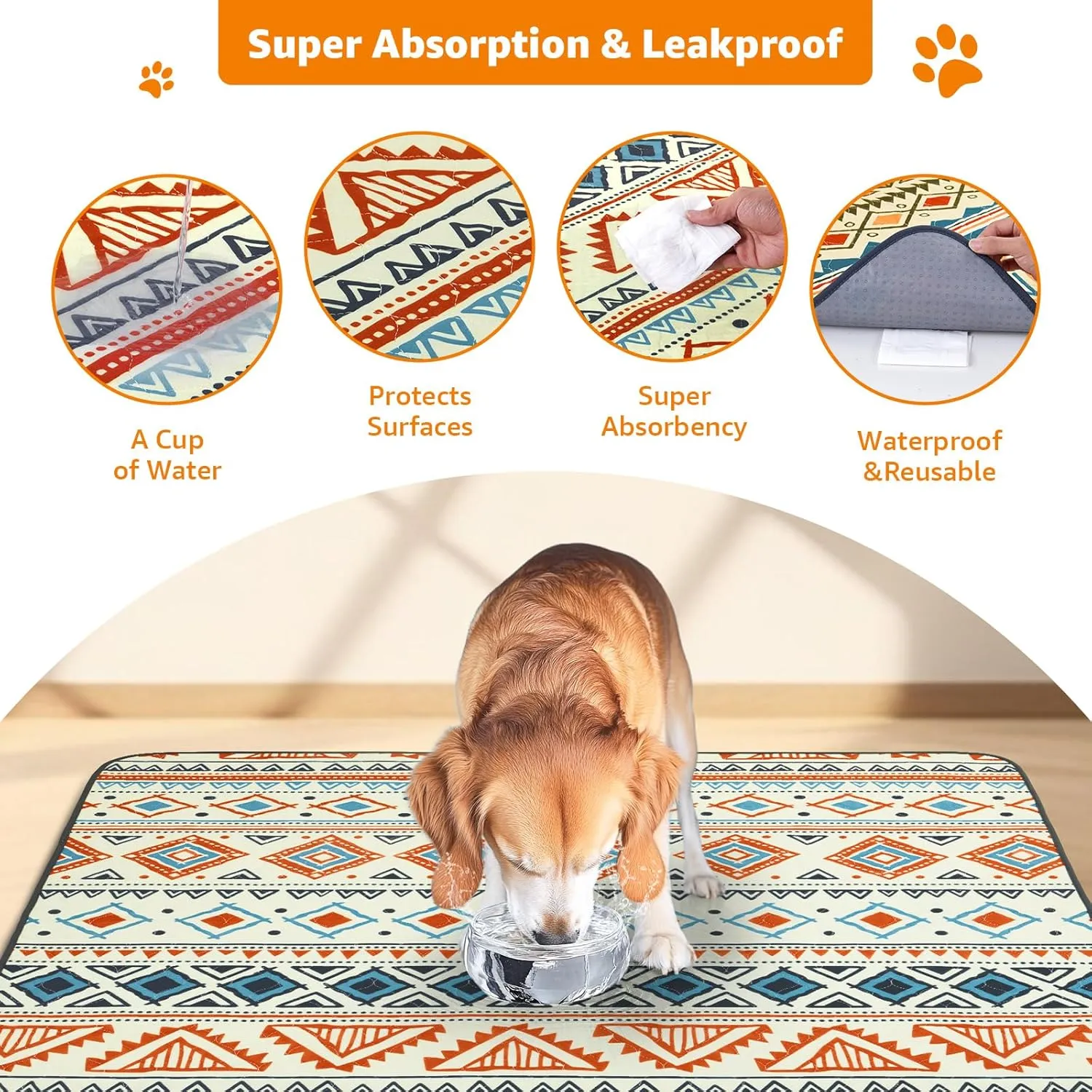 LOOBANI Washable Pee Pads for Dogs: 2 Pack Reusable Puppy Pads Waterproof 18"x24", Super Absorbent Whelping Pad, Leak-Proof & Non-Slip Dog Training Pads for Floor, Playpen, Crate, Couch, Bed (Beige)