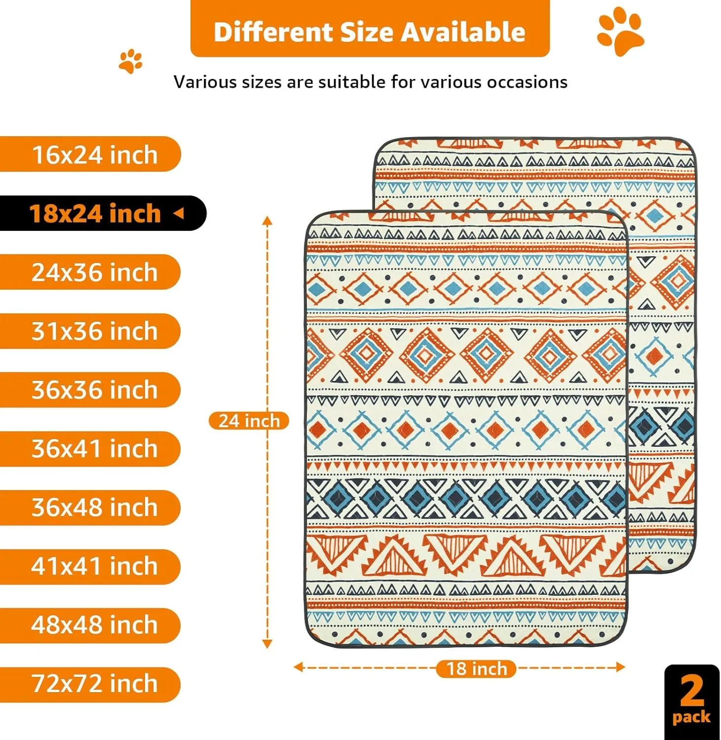 LOOBANI Washable Pee Pads for Dogs: 2 Pack Reusable Puppy Pads Waterproof 18"x24", Super Absorbent Whelping Pad, Leak-Proof & Non-Slip Dog Training Pads for Floor, Playpen, Crate, Couch, Bed (Beige)