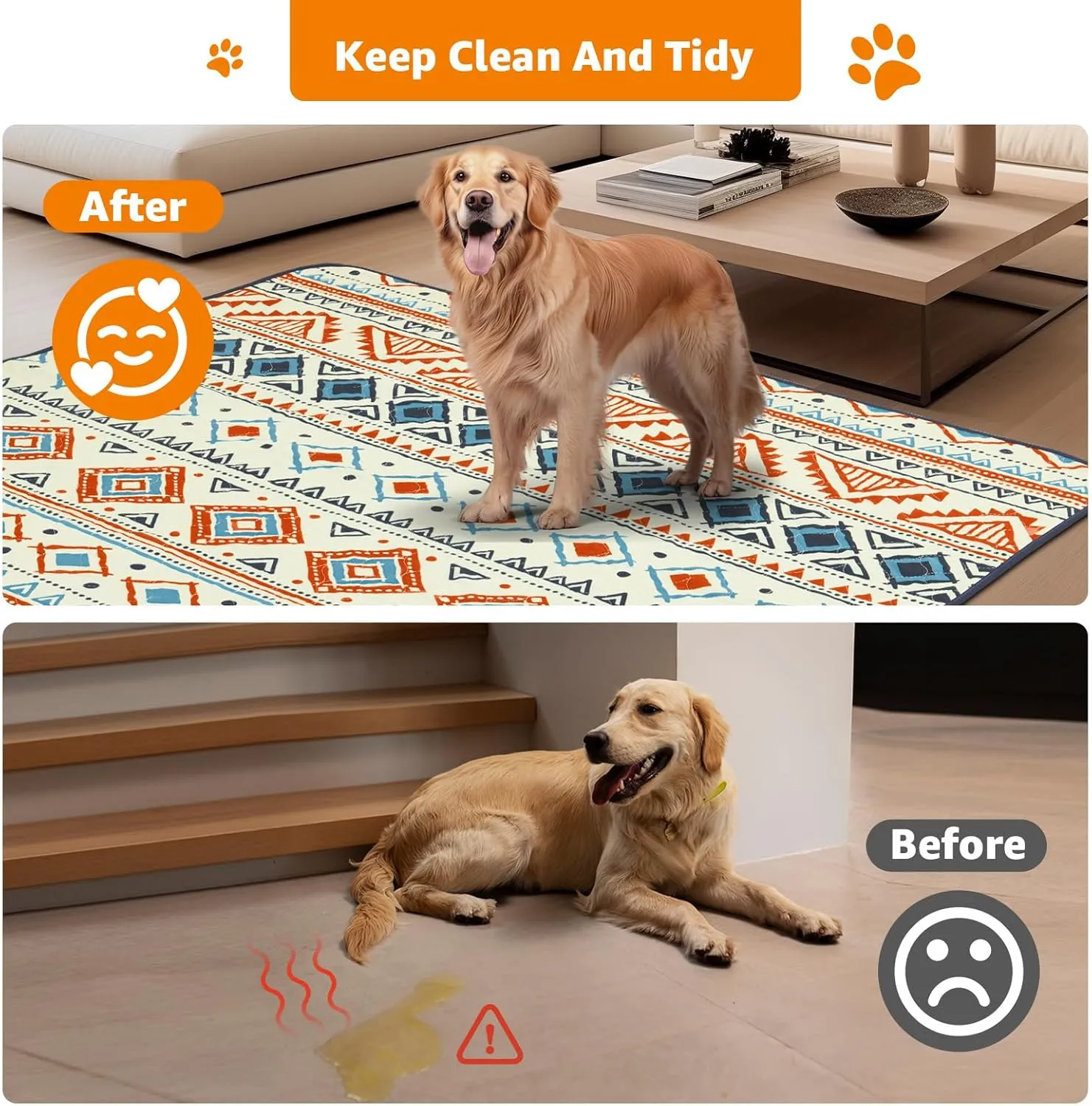 LOOBANI Washable Pee Pads for Dogs: 2 Pack Reusable Puppy Pads Waterproof 18"x24", Super Absorbent Whelping Pad, Leak-Proof & Non-Slip Dog Training Pads for Floor, Playpen, Crate, Couch, Bed (Beige)