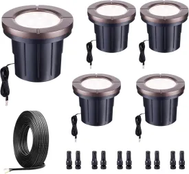 Low Voltage LED Well Lights For Landscaping Bundle - 4 1 Pack Aluminum ORB In-Ground Landscape Lights, IP67 Waterproof 12V Outdoor Pathway Lights with 6W 3000K 580LM Non-Replaceable LED Chip