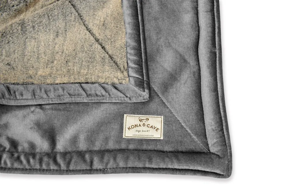 Luxury Weighted Pet Blanket - Graphite Grey Velvet with Faux Fur
