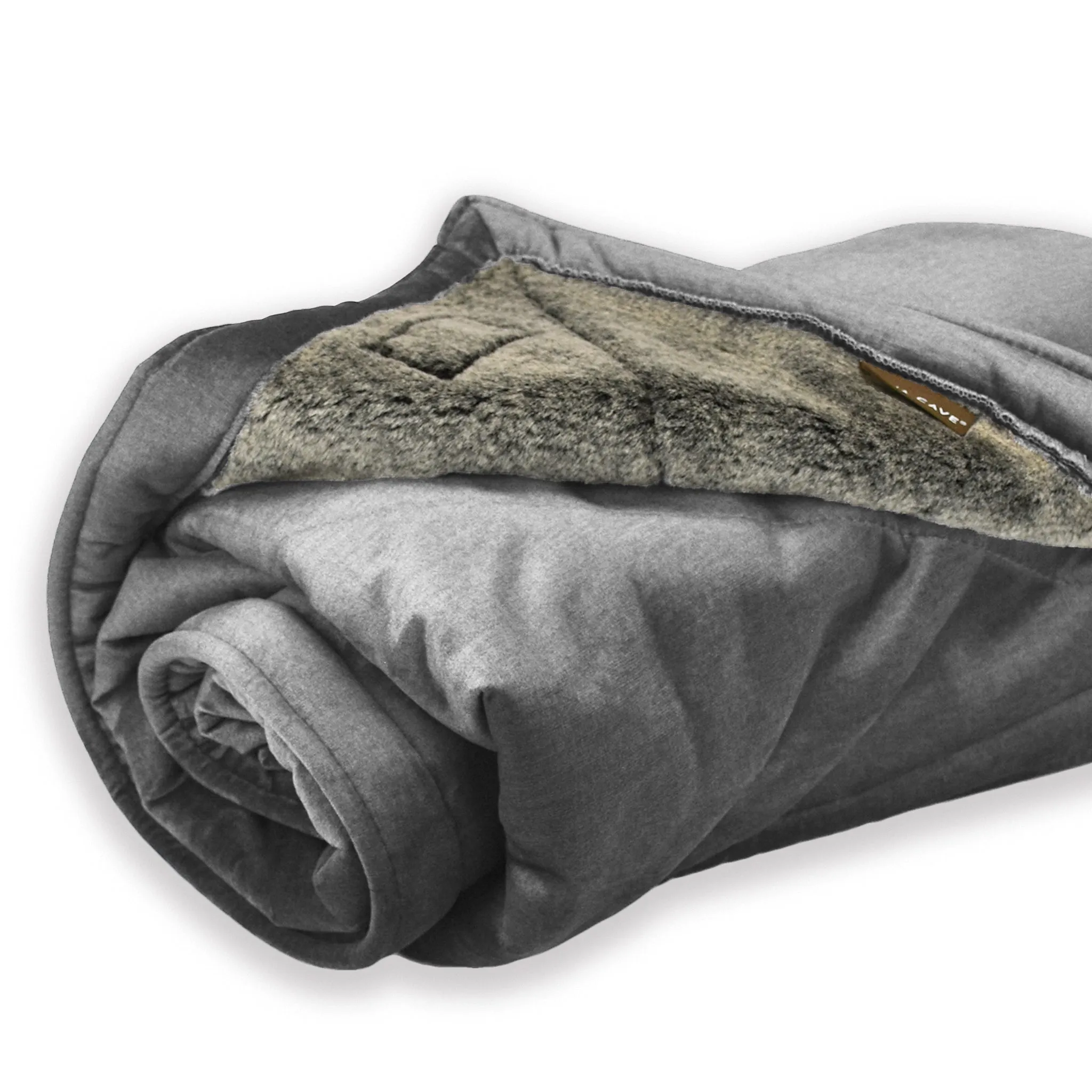 Luxury Weighted Pet Blanket - Graphite Grey Velvet with Faux Fur