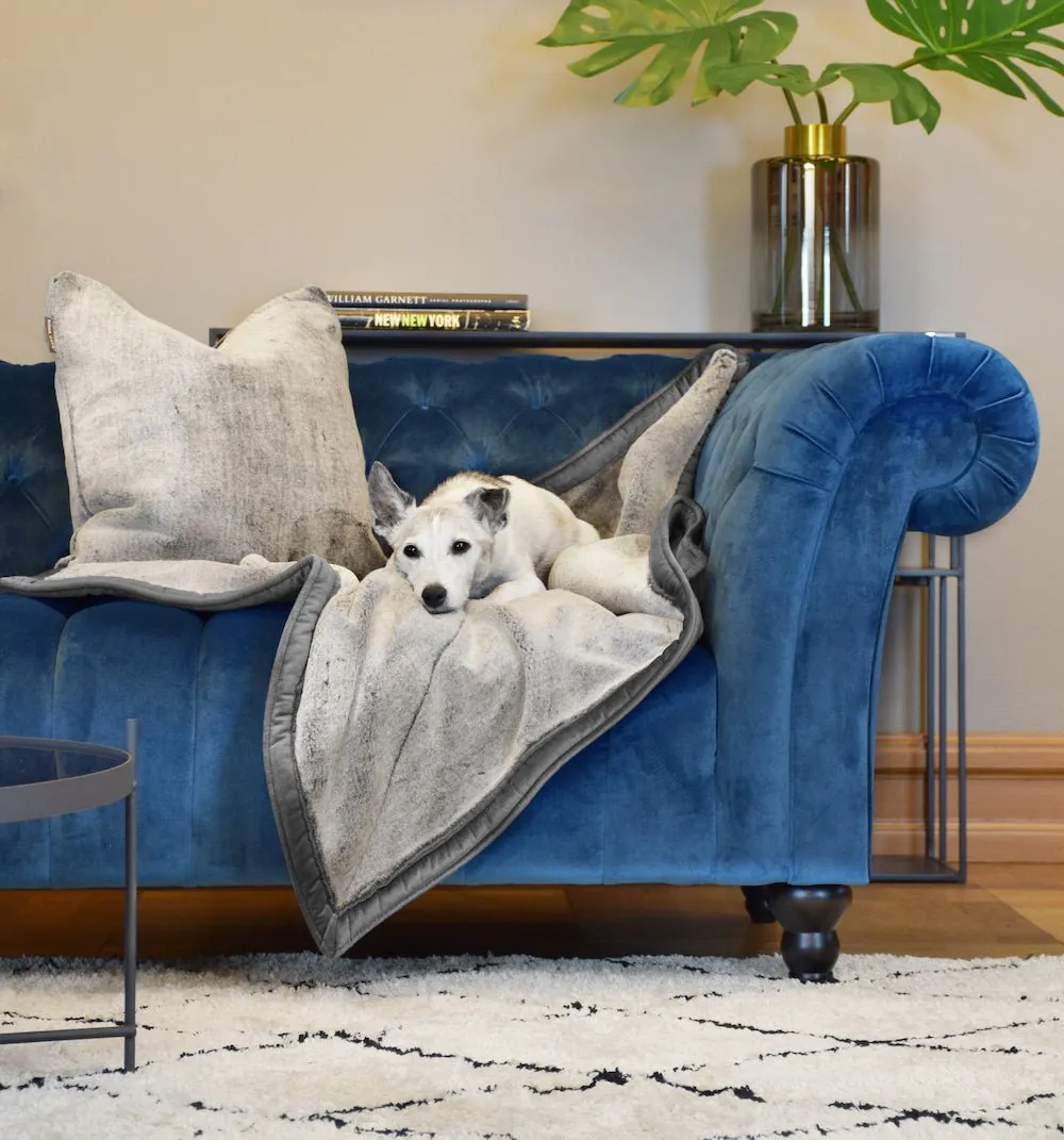 Luxury Weighted Pet Blanket - Graphite Grey Velvet with Faux Fur