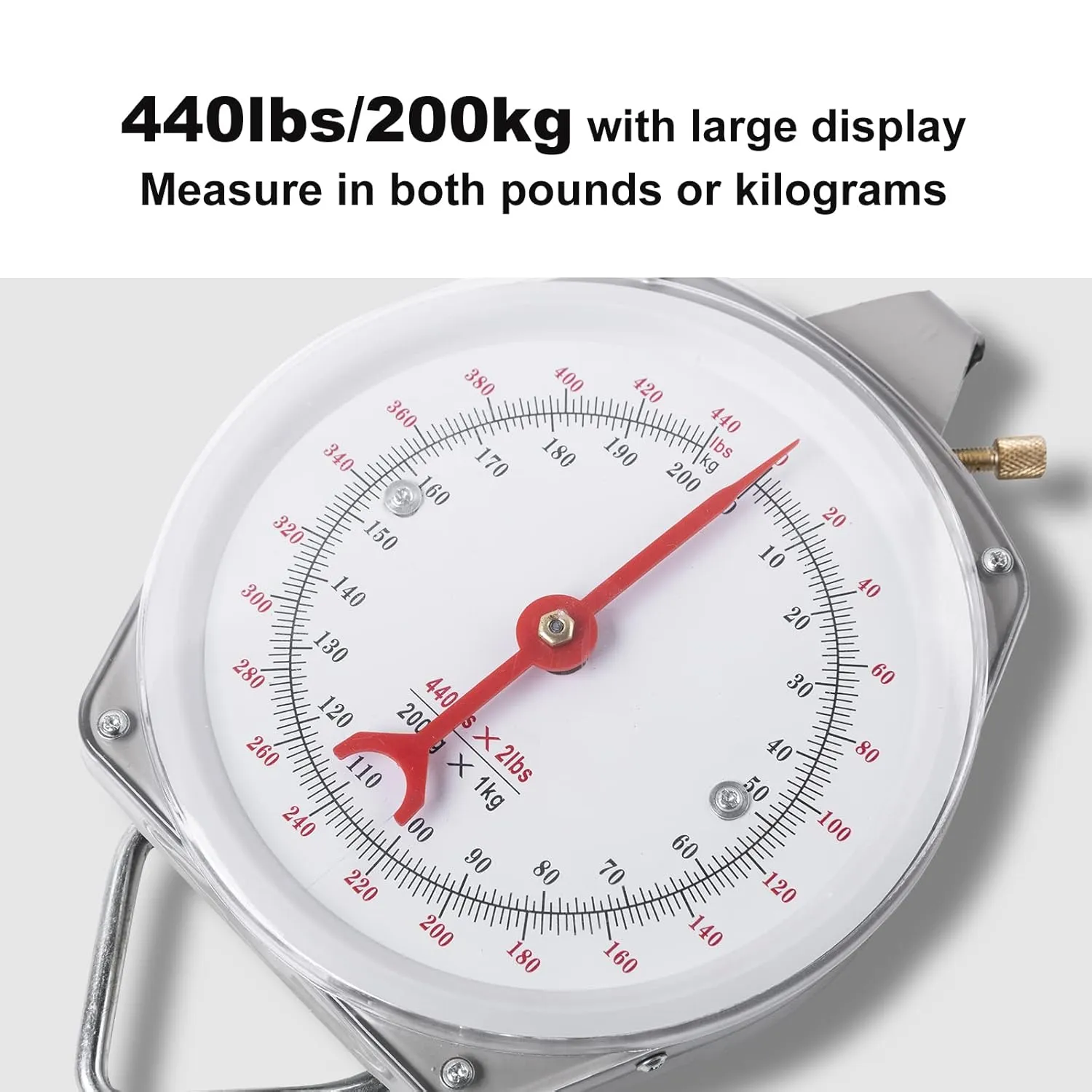 Mechanical Hanging Scales 440lb/200kg, Calf Sling and Hanging Weight Scale 2 in 1 Kit, Weighing Sling for Calves Lambs Goats Newborn Livestock Dogs, High Accuracy Spring Dial Weight Scale