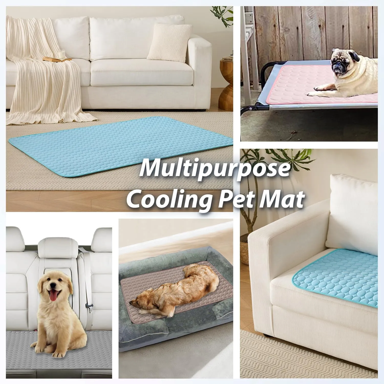 MICROCOSMOS Summer Cooling Mat & Sleeping Pad- Water Absorption Top, Materials Safe, Easy Carry, EZ Clean. Keep Cooling for Pets, Kids and Adults.(Blue, 36" x24")