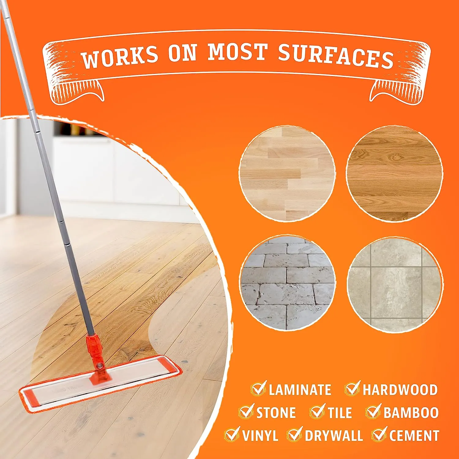 Microfiber Mop & Duster   Reusable Scrubber and Pads