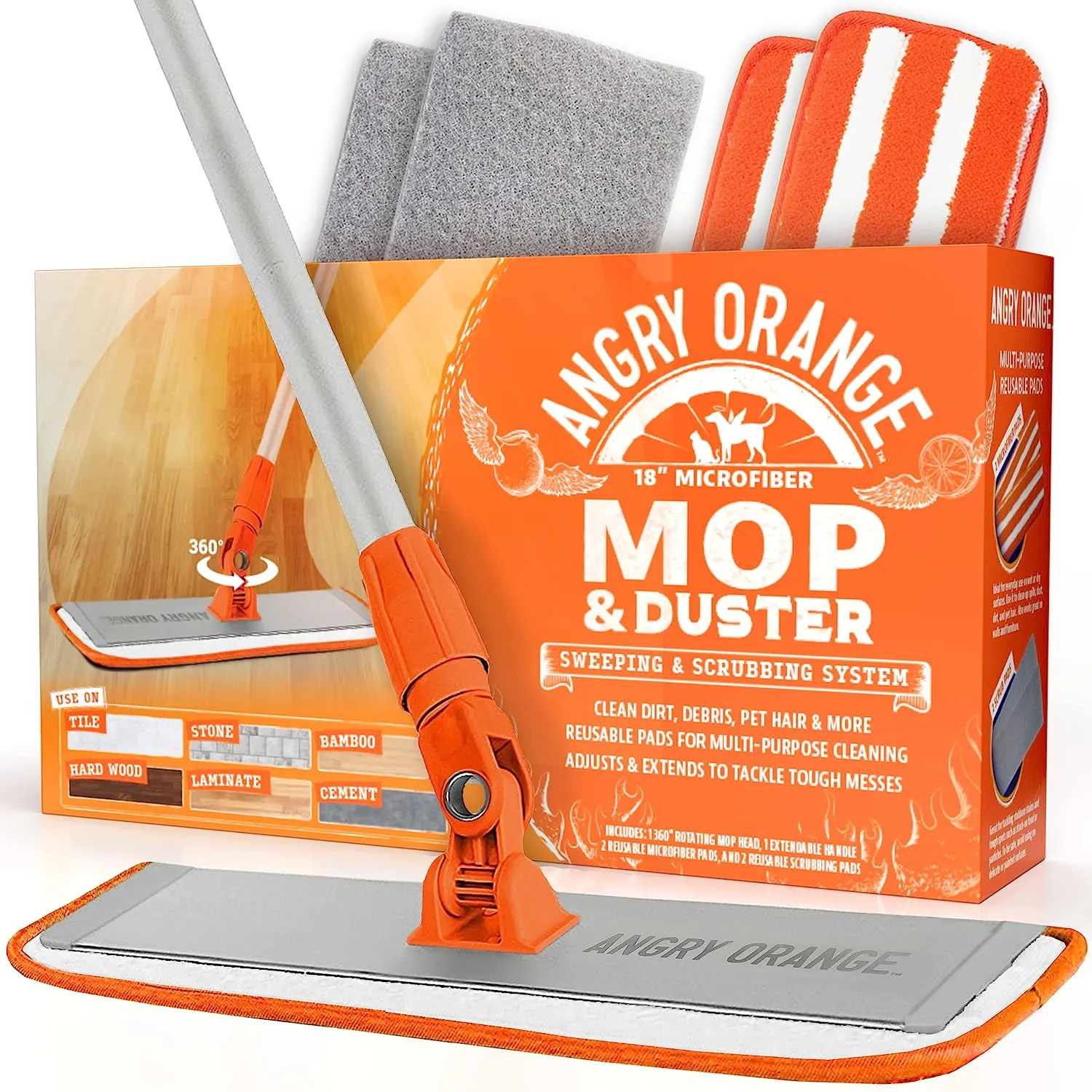 Microfiber Mop & Duster   Reusable Scrubber and Pads