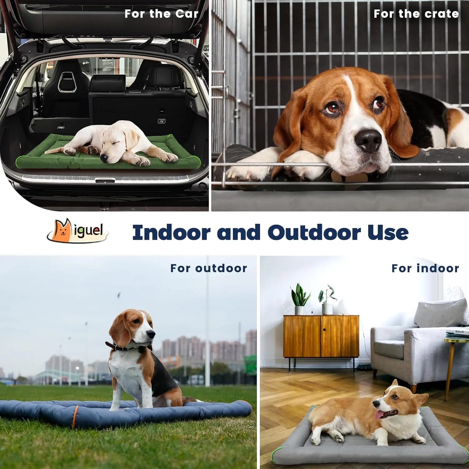 Miguel Oxford 900D Outdoor Waterproof Dog Bed for Metal Dog Crates Water-Resistant All Weather Pet Mat Durable Easy Wipe Clean Travel Indoor Outdoor Puppy Cat Crate Bed 48inch, Gray