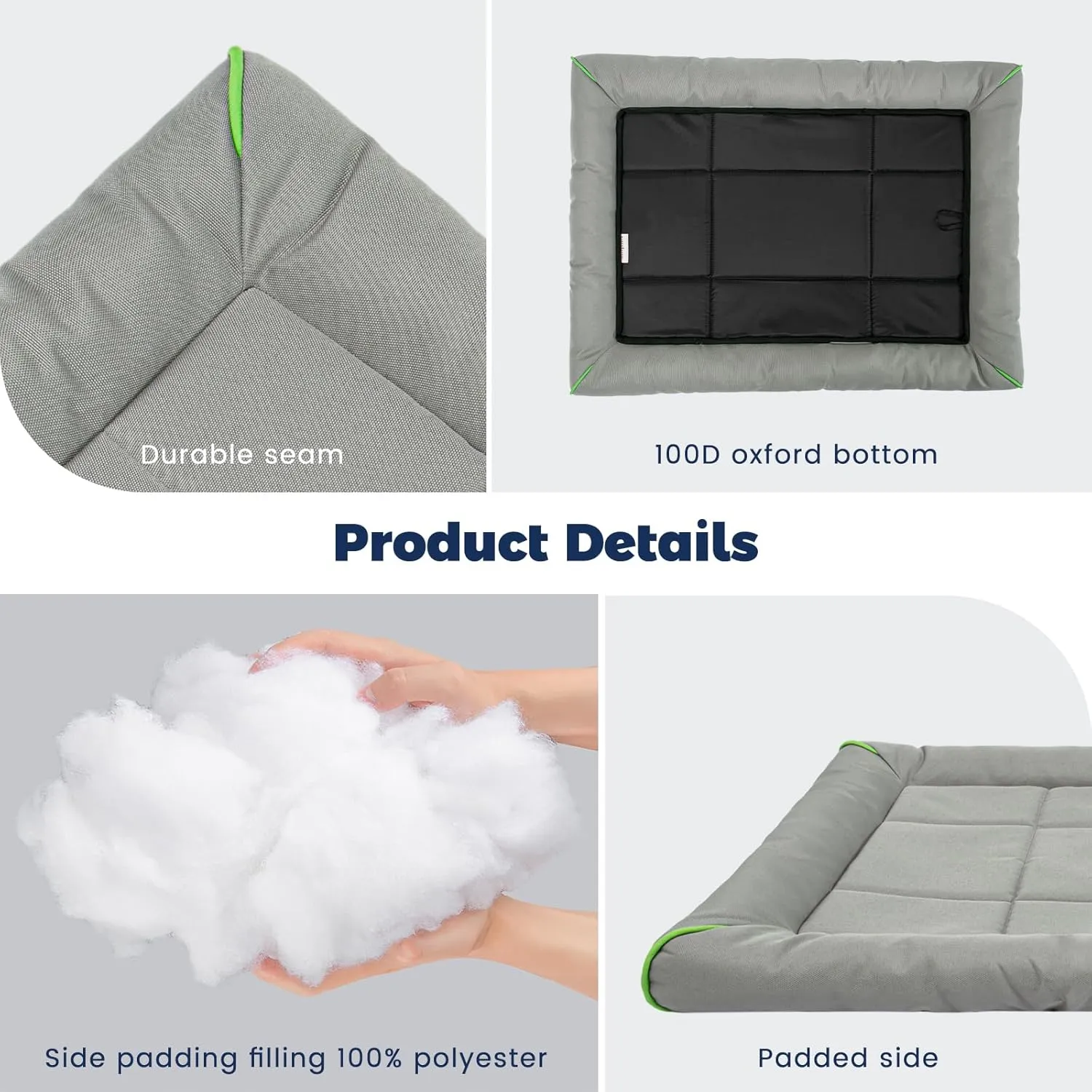 Miguel Oxford 900D Outdoor Waterproof Dog Bed for Metal Dog Crates Water-Resistant All Weather Pet Mat Durable Easy Wipe Clean Travel Indoor Outdoor Puppy Cat Crate Bed 48inch, Gray