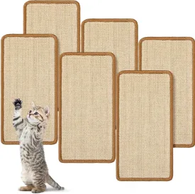 Mixweer 6 Pcs Wall Mounted Cat Scratching Post Floor or Wall Mounted Vertical Pet Scratch Pad 9.8 x 19.7 Inch Sisal Cat Scratching Pad Scratch Mat for Couch Window Perch Furniture