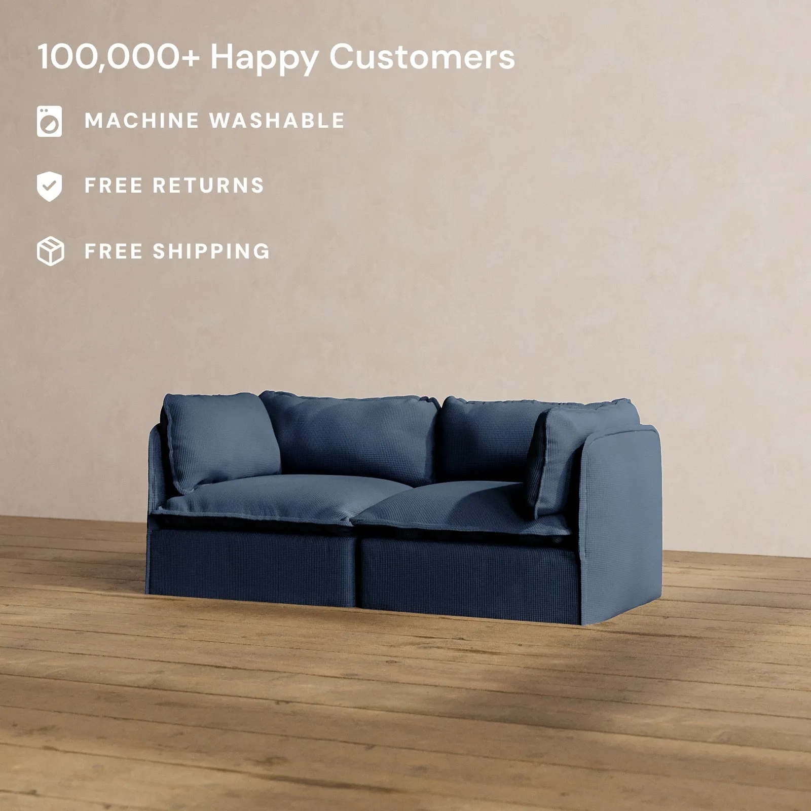 Modular Washable 2-Seater in Sumi | Deluxe  Seat | Cloud Pillow