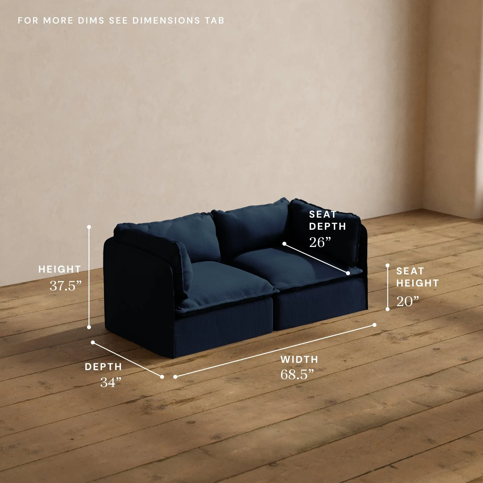 Modular Washable 2-Seater in Sumi | Deluxe  Seat | Cloud Pillow