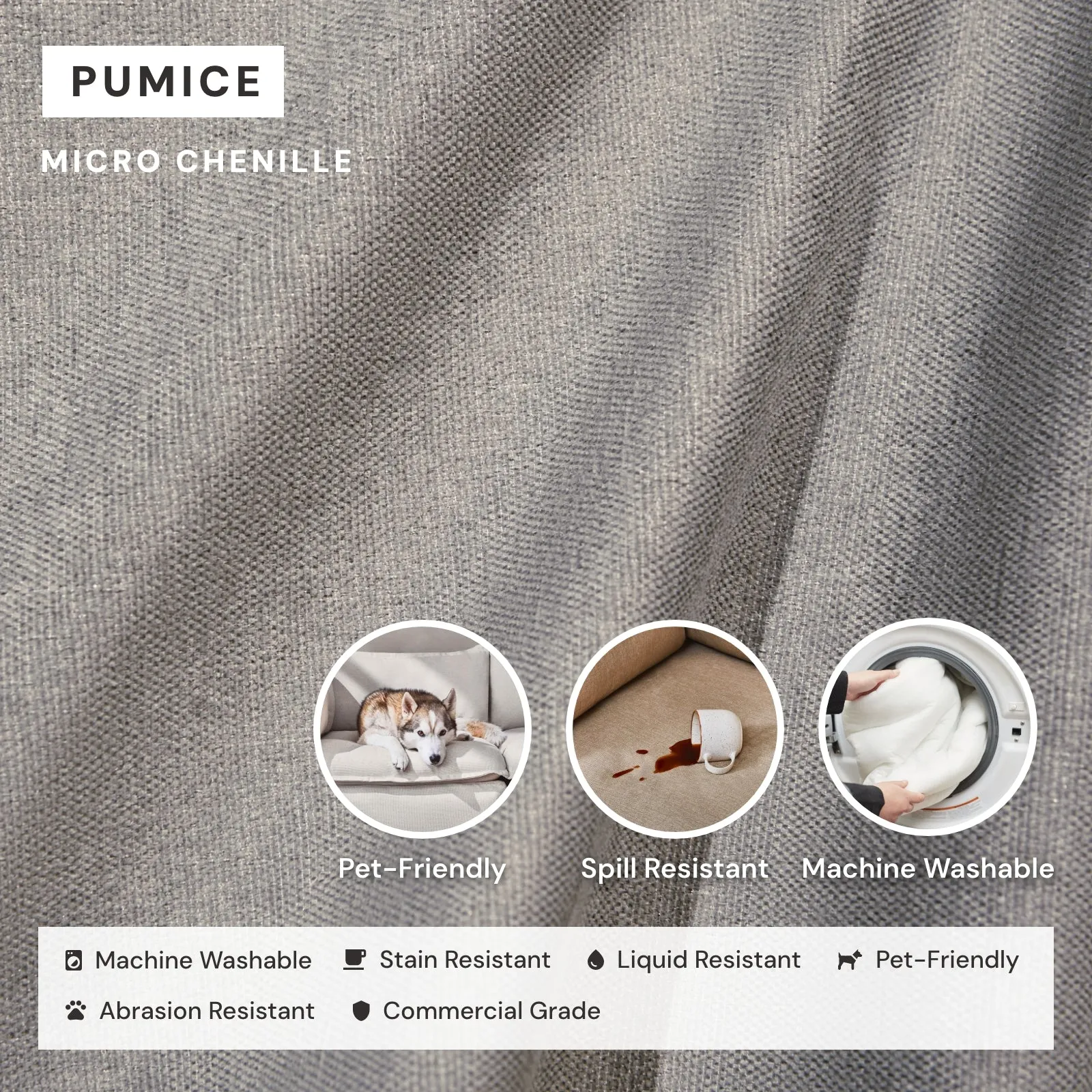 Modular Washable 3-Seater in Pumice | Deluxe  Seat | Cloud Pillow