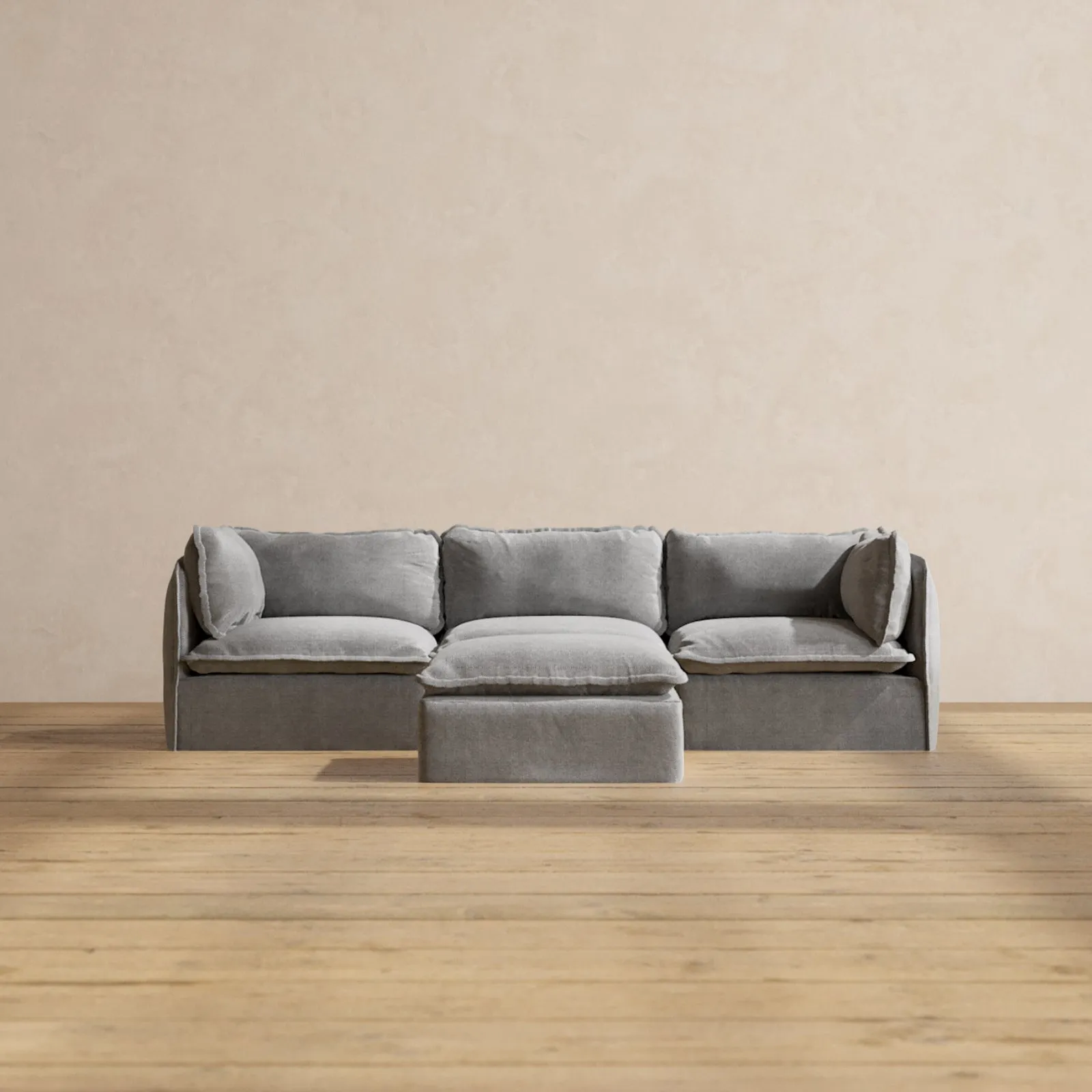 Modular Washable 3-Seater   Ottoman in Ash | Memorix  Seat | Contour Pillow