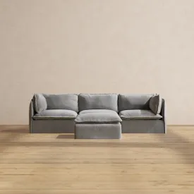 Modular Washable 3-Seater   Ottoman in Ash | Memorix  Seat | Contour Pillow