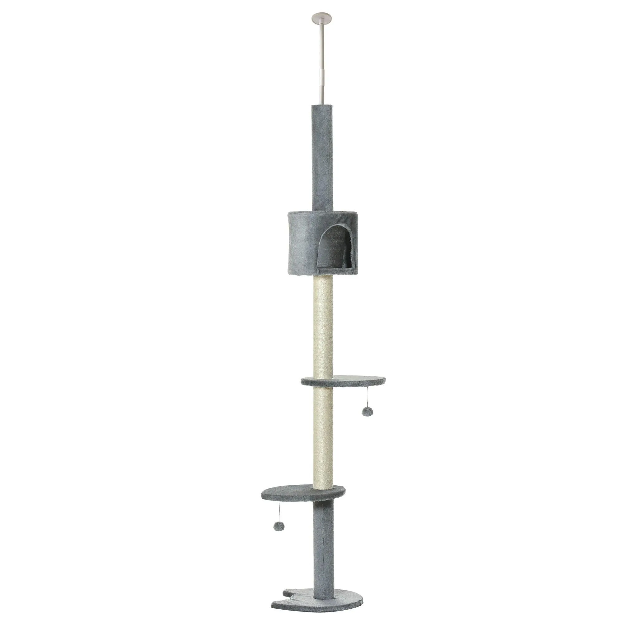 Multi-Layer Cat Tree Tower, 217cm - Light Grey
