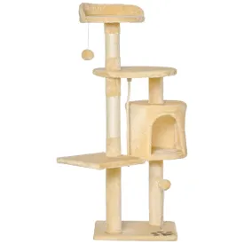 Multi-Level Cat Tree House, 114cm - Beige