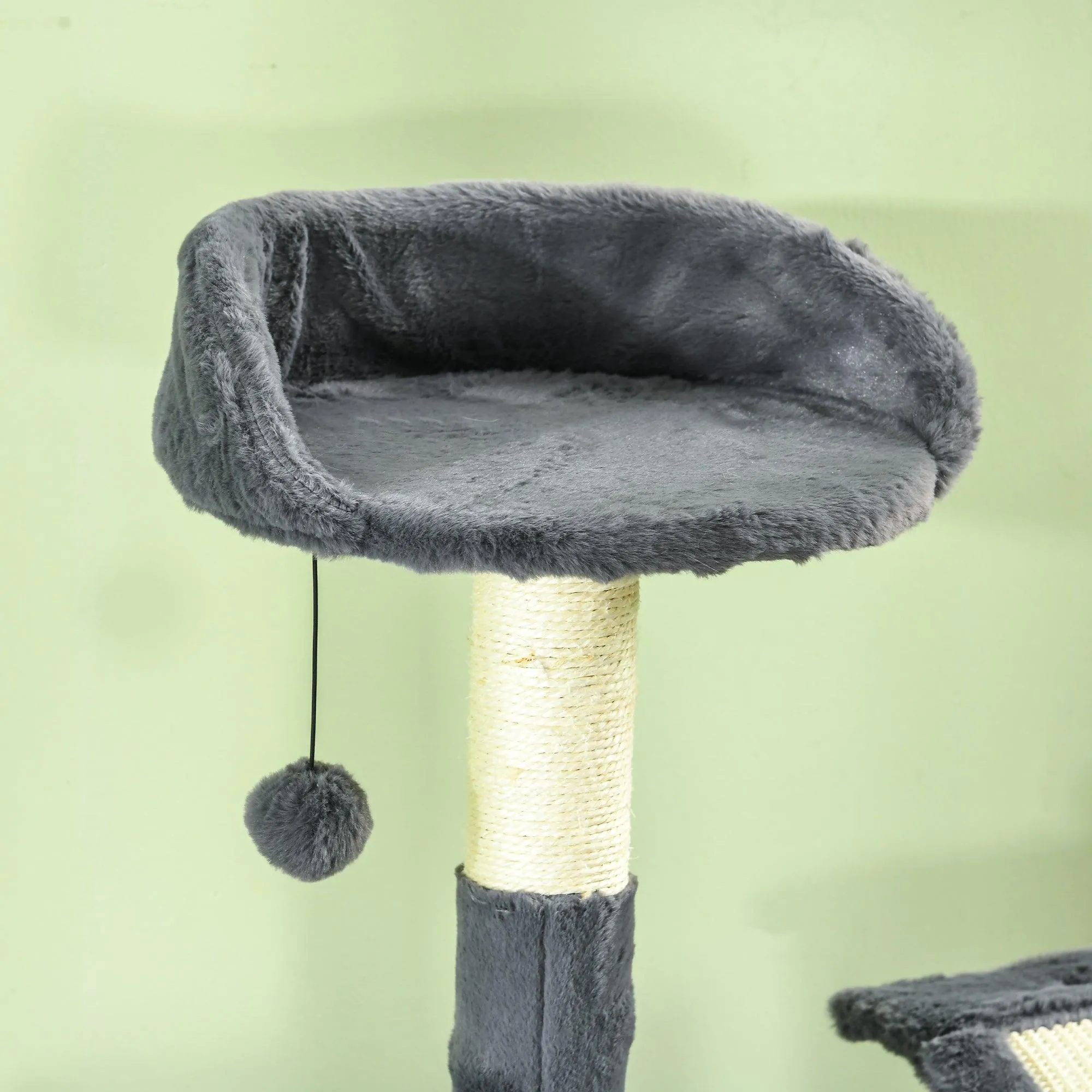 Multi-level Cat Tree with Condos, Toy Ball, 177cm - Dark Grey